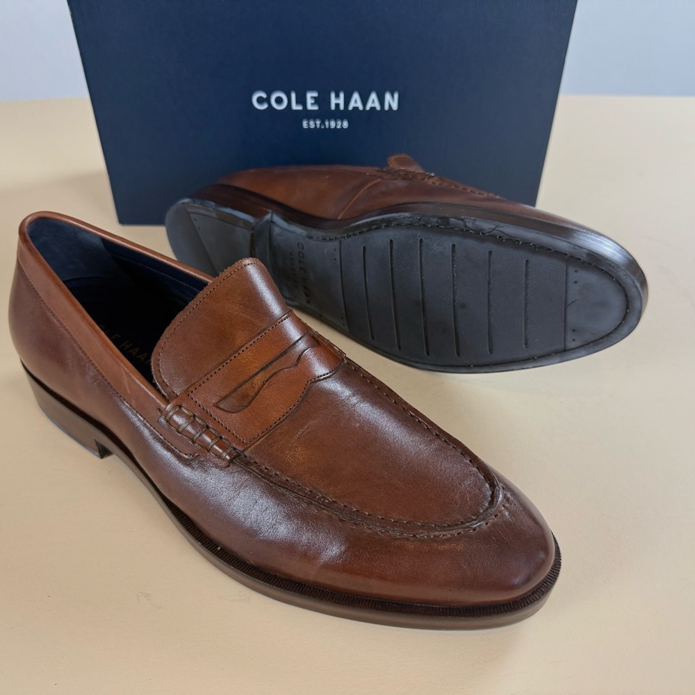 Men's Cole Haan Penny Loafers Brown Leather Slip-On 10.5 M NIB